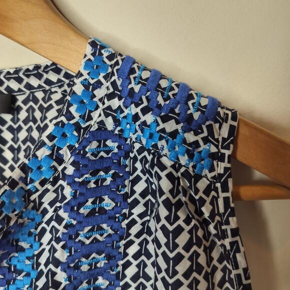 J. Crew Embroidered Sleeveless Top Cotton Silk Geometric - Picture 4 of 10